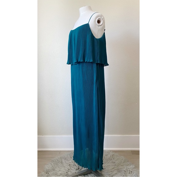 M&S Collection 12 UK Teal Pleated Tier Long Dress - Picture 2 of 5